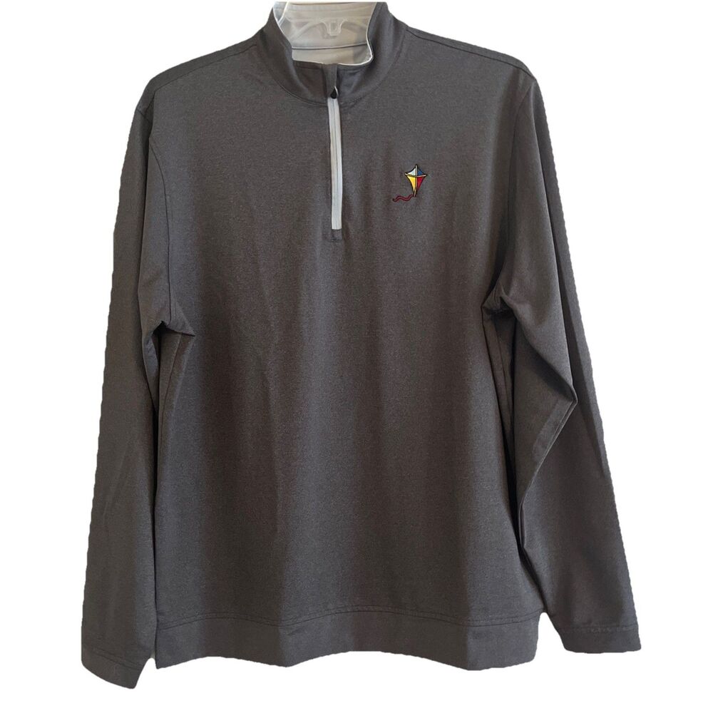 Pebble Beach Golf Shirt Pullover Men L Performance Tech Gray 1/4 Zip Long Sleeve